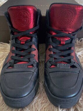 Gucci Nappa SIlk Sneaker - Nero/Vino - Size 40